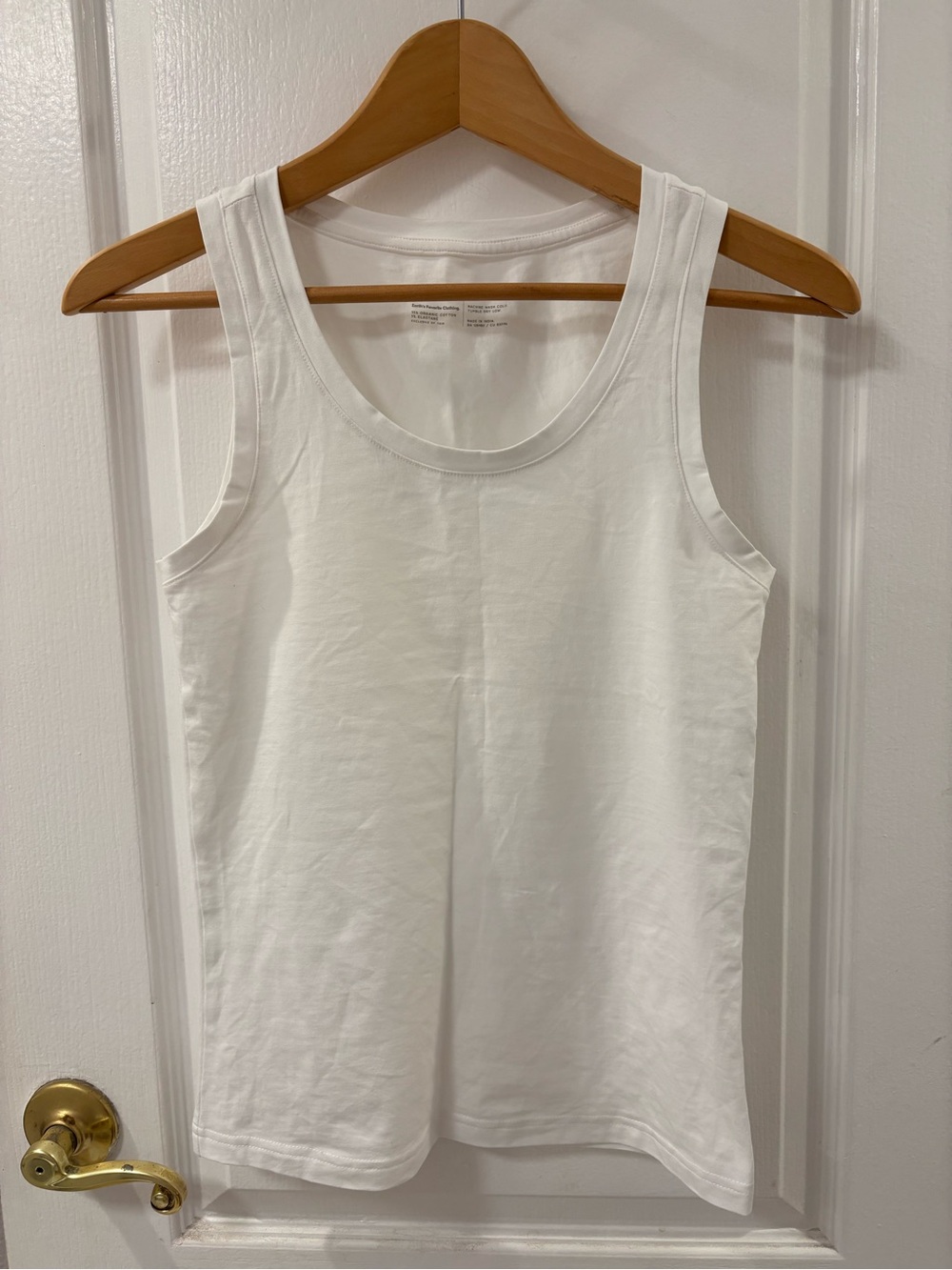 Pact Organic Cotton Stretch White Scoop Neck Tank Top Minimalist Layering Basics